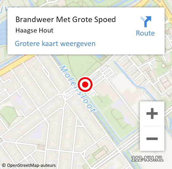 Locatie op kaart van de 112 melding: Brandweer Met Grote Spoed Naar Haagse Hout op 25 september 2022 06:09