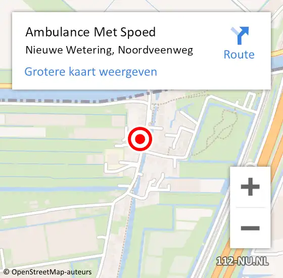 Locatie op kaart van de 112 melding: Ambulance Met Spoed Naar Nieuwe Wetering, Noordveenweg op 25 september 2022 10:23