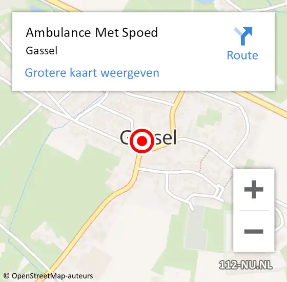 Locatie op kaart van de 112 melding: Ambulance Met Spoed Naar Gassel op 25 september 2022 10:48