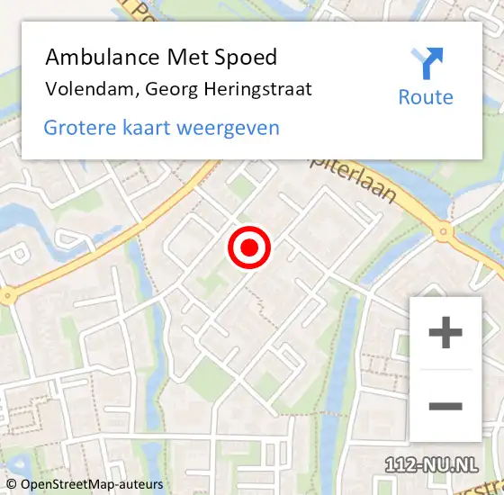 Locatie op kaart van de 112 melding: Ambulance Met Spoed Naar Volendam, Georg Heringstraat op 25 september 2022 11:18