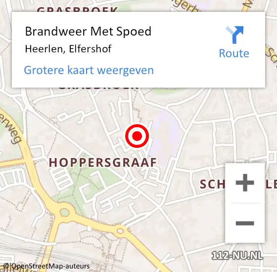 Locatie op kaart van de 112 melding: Brandweer Met Spoed Naar Heerlen, Elfershof op 25 september 2022 12:11
