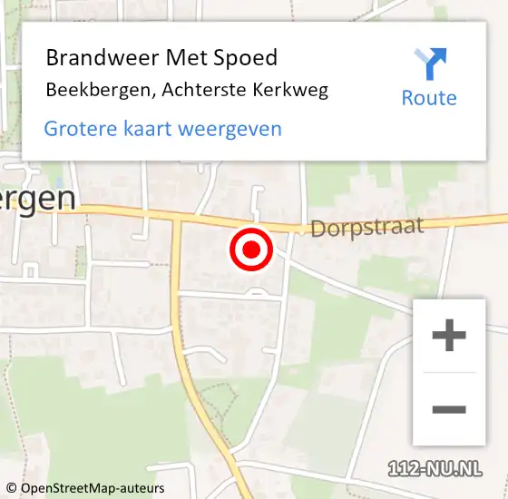 Locatie op kaart van de 112 melding: Brandweer Met Spoed Naar Beekbergen, Achterste Kerkweg op 25 september 2022 13:21