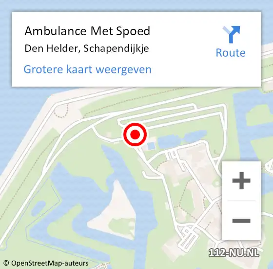 Locatie op kaart van de 112 melding: Ambulance Met Spoed Naar Den Helder, Schapendijkje op 25 september 2022 14:25