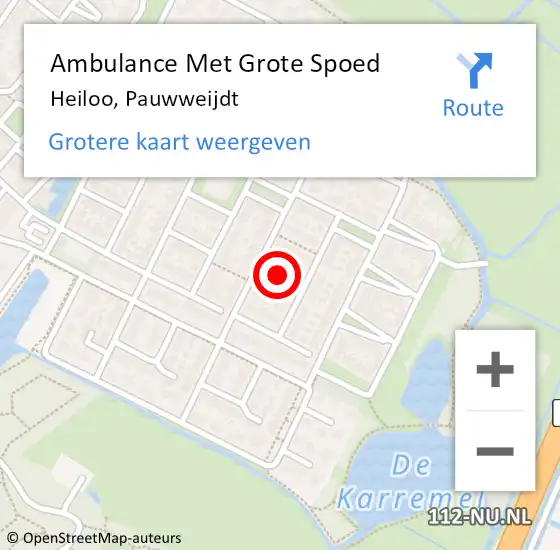 Locatie op kaart van de 112 melding: Ambulance Met Grote Spoed Naar Heiloo, Pauwweijdt op 25 september 2022 14:30