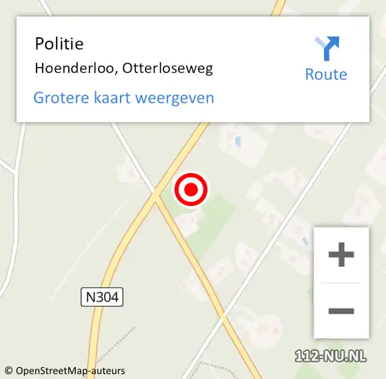 Locatie op kaart van de 112 melding: Politie Hoenderloo, Otterloseweg op 25 september 2022 14:42