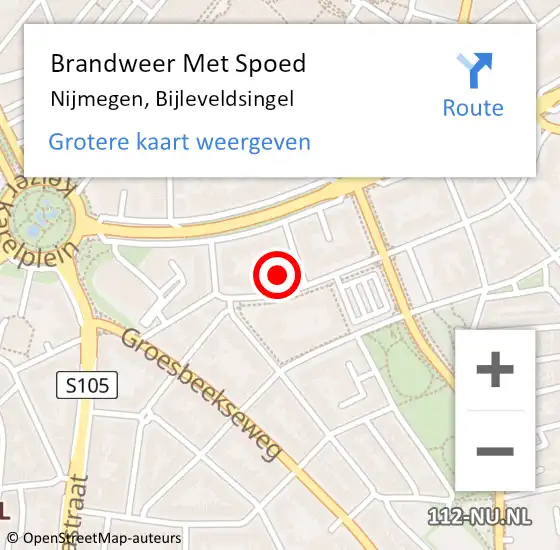 Locatie op kaart van de 112 melding: Brandweer Met Spoed Naar Nijmegen, Bijleveldsingel op 25 september 2022 15:04