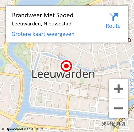 Locatie op kaart van de 112 melding: Brandweer Met Spoed Naar Leeuwarden, Nieuwestad op 25 september 2022 16:12