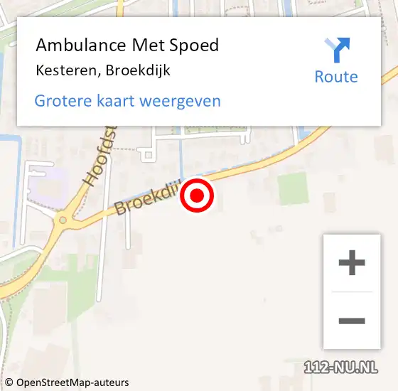 Locatie op kaart van de 112 melding: Ambulance Met Spoed Naar Kesteren, Broekdijk op 25 september 2022 16:15