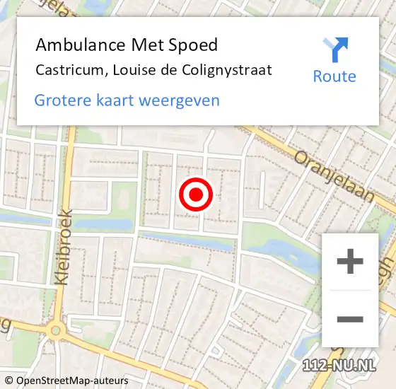 Locatie op kaart van de 112 melding: Ambulance Met Spoed Naar Castricum, Louise de Colignystraat op 25 september 2022 16:22