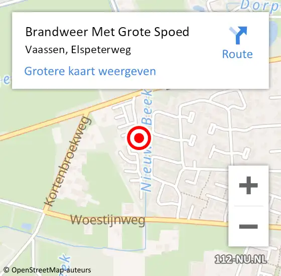Locatie op kaart van de 112 melding: Brandweer Met Grote Spoed Naar Vaassen, Elspeterweg op 25 september 2022 16:35