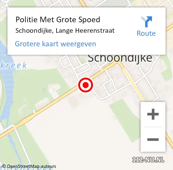 Locatie op kaart van de 112 melding: Politie Met Grote Spoed Naar Schoondijke, Lange Heerenstraat op 25 september 2022 17:36