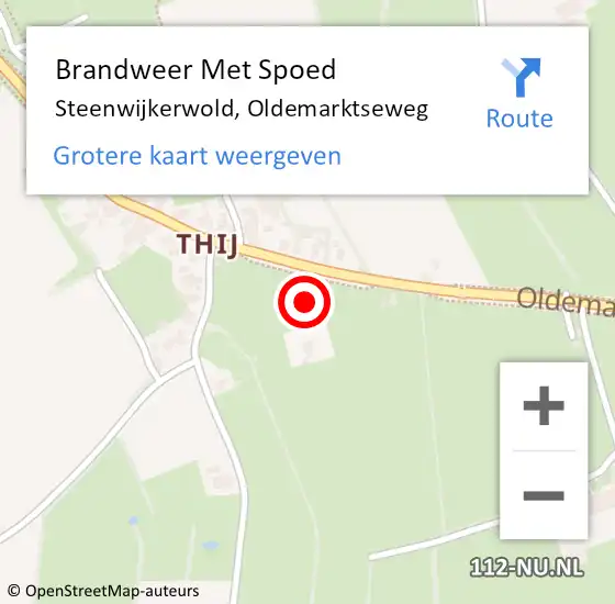 Locatie op kaart van de 112 melding: Brandweer Met Spoed Naar Steenwijkerwold, Oldemarktseweg op 25 september 2022 18:41
