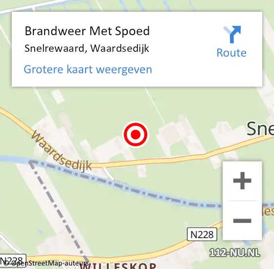 Locatie op kaart van de 112 melding: Brandweer Met Spoed Naar Snelrewaard, Waardsedijk op 25 september 2022 20:22