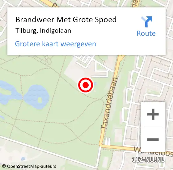 Locatie op kaart van de 112 melding: Brandweer Met Grote Spoed Naar Tilburg, Indigolaan op 25 september 2022 23:09