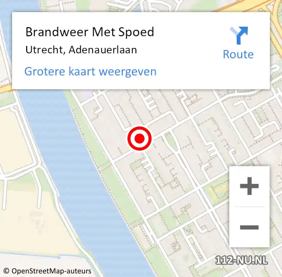 Locatie op kaart van de 112 melding: Brandweer Met Spoed Naar Utrecht, Adenauerlaan op 25 september 2022 23:19
