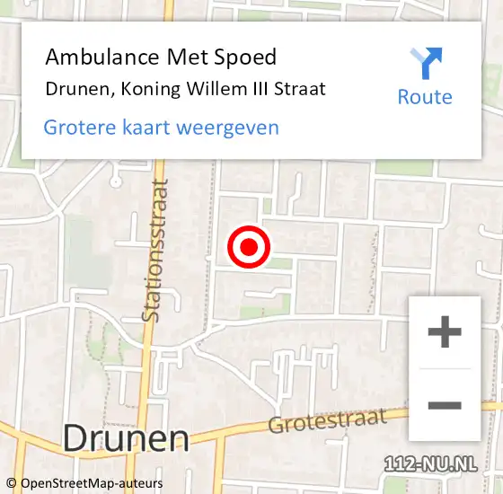 Locatie op kaart van de 112 melding: Ambulance Met Spoed Naar Drunen, Koning Willem III Straat op 30 juli 2014 13:23