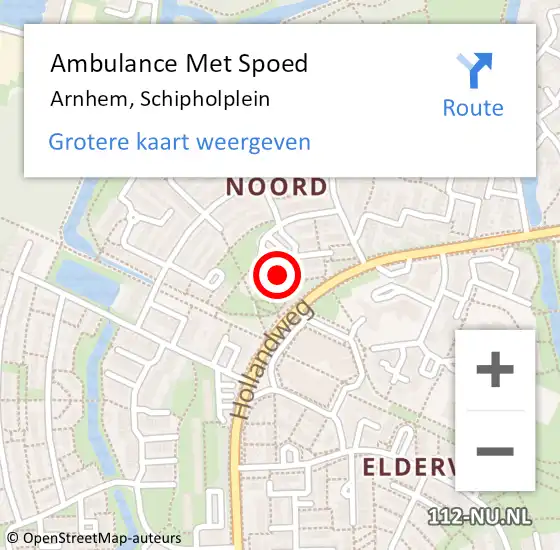 Locatie op kaart van de 112 melding: Ambulance Met Spoed Naar Arnhem, Schipholplein op 26 september 2022 05:13