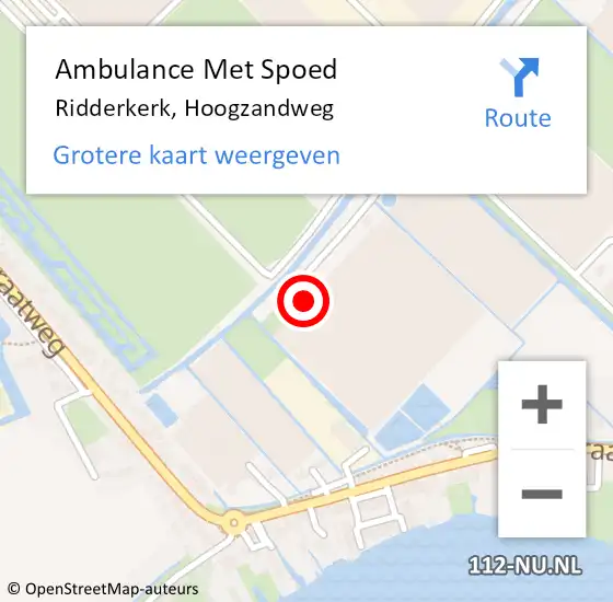 Locatie op kaart van de 112 melding: Ambulance Met Spoed Naar Ridderkerk, Hoogzandweg op 26 september 2022 08:18