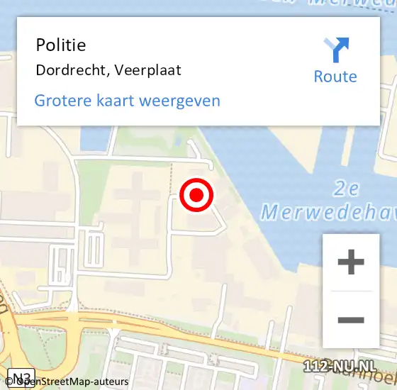Locatie op kaart van de 112 melding: Politie Dordrecht, Veerplaat op 26 september 2022 10:12