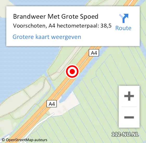 Locatie op kaart van de 112 melding: Brandweer Met Grote Spoed Naar Leidschendam-Voorburg, A4 hectometerpaal: 38,5 op 26 september 2022 13:25