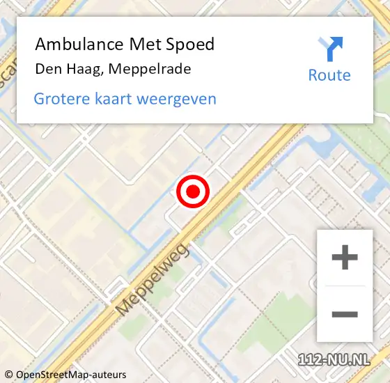 Locatie op kaart van de 112 melding: Ambulance Met Spoed Naar Den Haag, Meppelrade op 26 september 2022 15:45