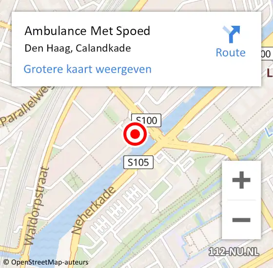 Locatie op kaart van de 112 melding: Ambulance Met Spoed Naar Den Haag, Calandkade op 26 september 2022 16:08