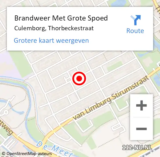 Locatie op kaart van de 112 melding: Brandweer Met Grote Spoed Naar Culemborg, Thorbeckestraat op 26 september 2022 16:44