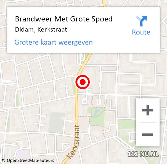 Locatie op kaart van de 112 melding: Brandweer Met Grote Spoed Naar Didam, Kerkstraat op 26 september 2022 17:09