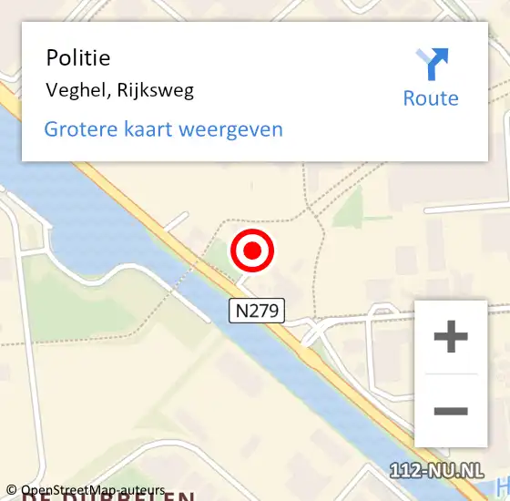 Locatie op kaart van de 112 melding: Politie Veghel, Rijksweg op 26 september 2022 18:52