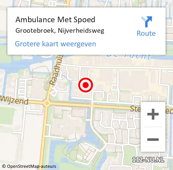 Locatie op kaart van de 112 melding: Ambulance Met Spoed Naar Grootebroek, Nijverheidsweg op 26 september 2022 19:49