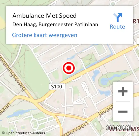 Locatie op kaart van de 112 melding: Ambulance Met Spoed Naar Den Haag, Burgemeester Patijnlaan op 26 september 2022 21:19