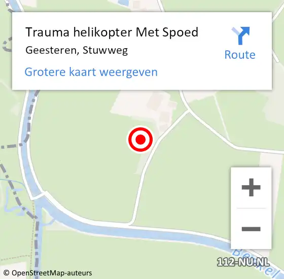 Locatie op kaart van de 112 melding: Trauma helikopter Met Spoed Naar Geesteren, Stuwweg op 27 september 2022 00:31