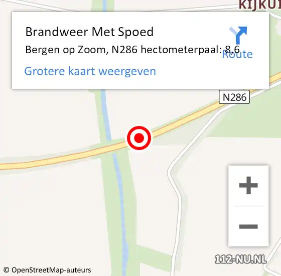 Locatie op kaart van de 112 melding: Brandweer Met Spoed Naar Bergen op Zoom, N286 hectometerpaal: 8,6 op 27 september 2022 01:21