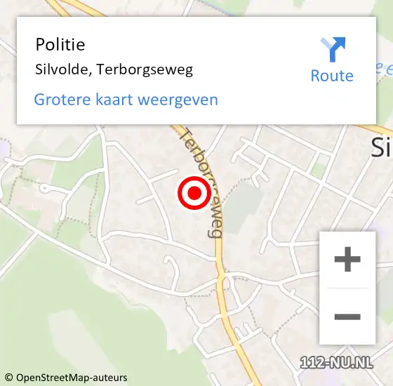 Locatie op kaart van de 112 melding: Politie Silvolde, Terborgseweg op 27 september 2022 06:40