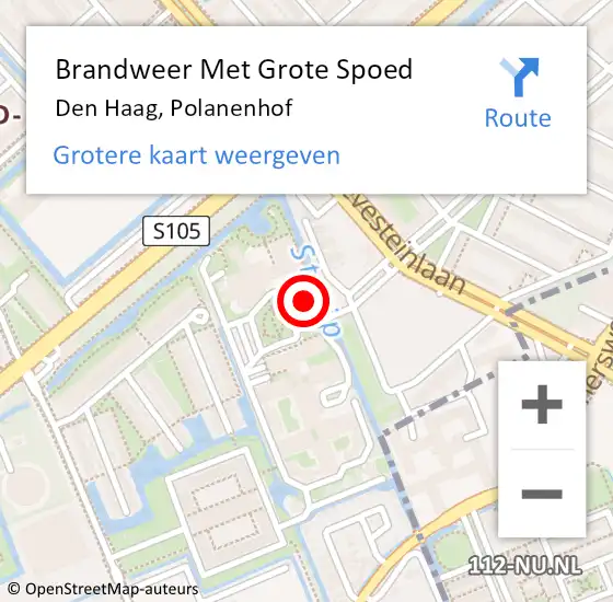 Locatie op kaart van de 112 melding: Brandweer Met Grote Spoed Naar Den Haag, Polanenhof op 27 september 2022 07:27