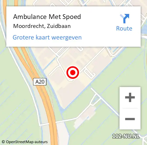 Locatie op kaart van de 112 melding: Ambulance Met Spoed Naar Moordrecht, Zuidbaan op 27 september 2022 08:10