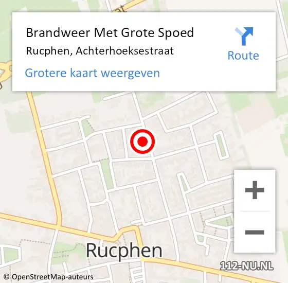 Locatie op kaart van de 112 melding: Brandweer Met Grote Spoed Naar Rucphen, Achterhoeksestraat op 27 september 2022 08:11