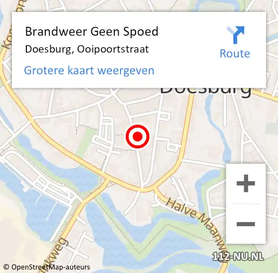 Locatie op kaart van de 112 melding: Brandweer Geen Spoed Naar Doesburg, Ooipoortstraat op 27 september 2022 08:26