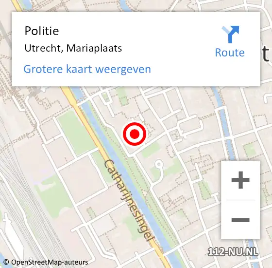 Locatie op kaart van de 112 melding: Politie Utrecht, Mariaplaats op 27 september 2022 08:30