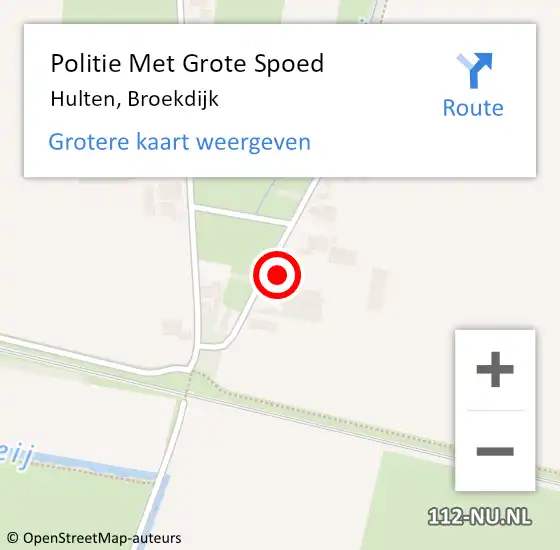 Locatie op kaart van de 112 melding: Politie Met Grote Spoed Naar Hulten, Broekdijk op 27 september 2022 08:30