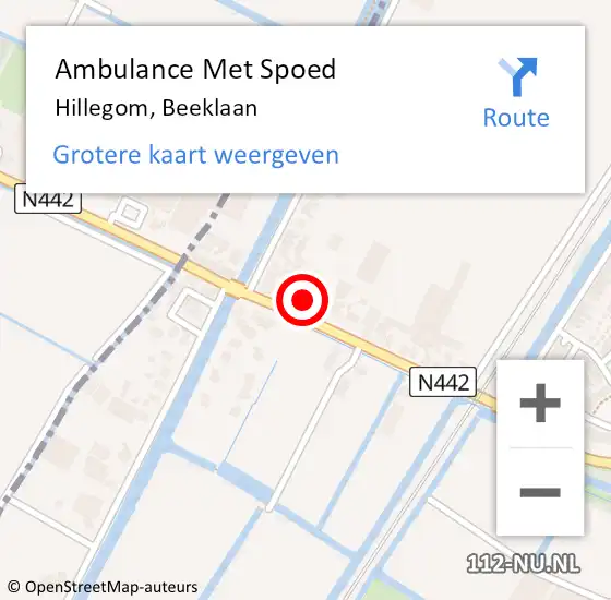 Locatie op kaart van de 112 melding: Ambulance Met Spoed Naar Hillegom, Beeklaan op 27 september 2022 09:19