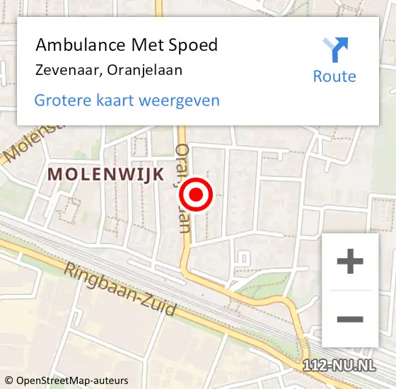 Locatie op kaart van de 112 melding: Ambulance Met Spoed Naar Zevenaar, Oranjelaan op 27 september 2022 10:10