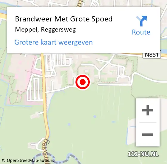 Locatie op kaart van de 112 melding: Brandweer Met Grote Spoed Naar Meppel, Reggersweg op 27 september 2022 10:22