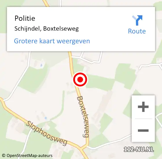 Locatie op kaart van de 112 melding: Politie Schijndel, Boxtelseweg op 27 september 2022 10:54