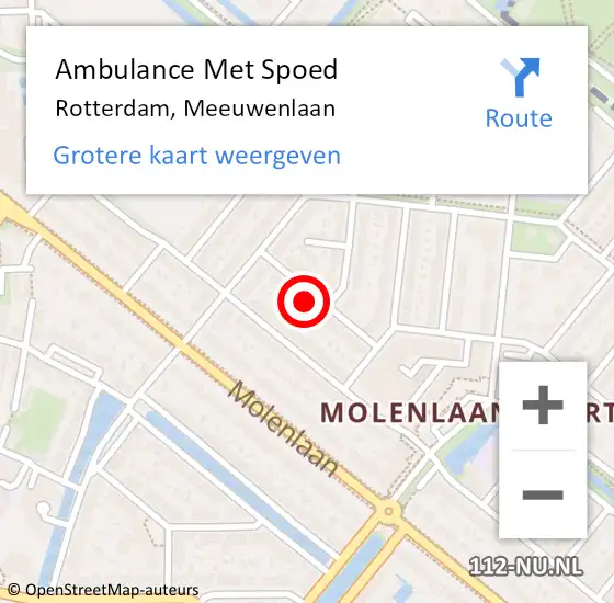 Locatie op kaart van de 112 melding: Ambulance Met Spoed Naar Rotterdam, Meeuwenlaan op 27 september 2022 12:37