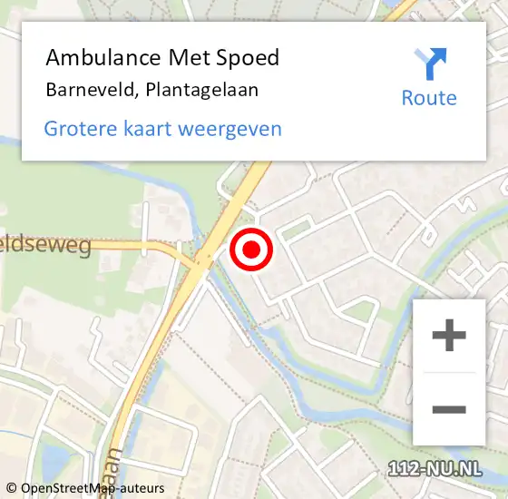 Locatie op kaart van de 112 melding: Ambulance Met Spoed Naar Barneveld, Plantagelaan op 27 september 2022 14:28