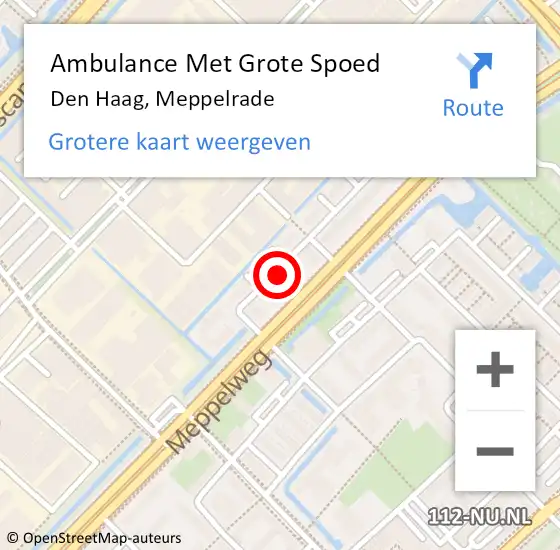 Locatie op kaart van de 112 melding: Ambulance Met Grote Spoed Naar Den Haag, Meppelrade op 27 september 2022 14:59