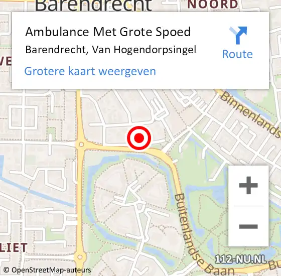 Locatie op kaart van de 112 melding: Ambulance Met Grote Spoed Naar Barendrecht, Van Hogendorpsingel op 27 september 2022 15:15