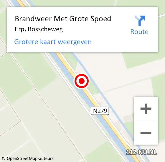 Locatie op kaart van de 112 melding: Brandweer Met Grote Spoed Naar Erp, Bosscheweg op 27 september 2022 15:41