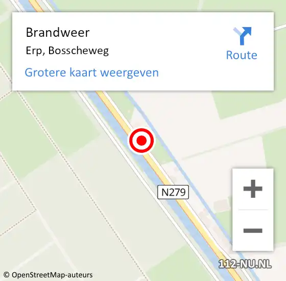 Locatie op kaart van de 112 melding: Brandweer Erp, Bosscheweg op 27 september 2022 15:41